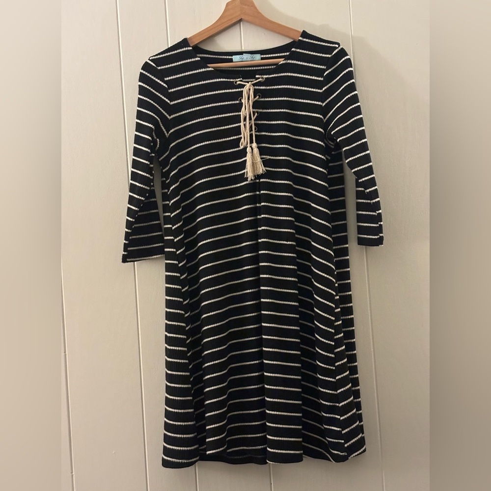 Striped long sleeved She + Sky dress (S)